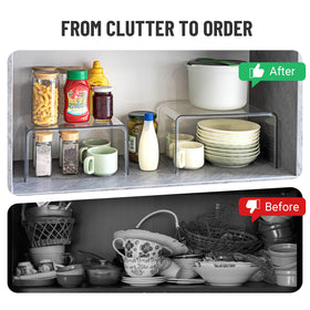 Bobomoment clear shelf organizer supporting small pots on a sturdy rack