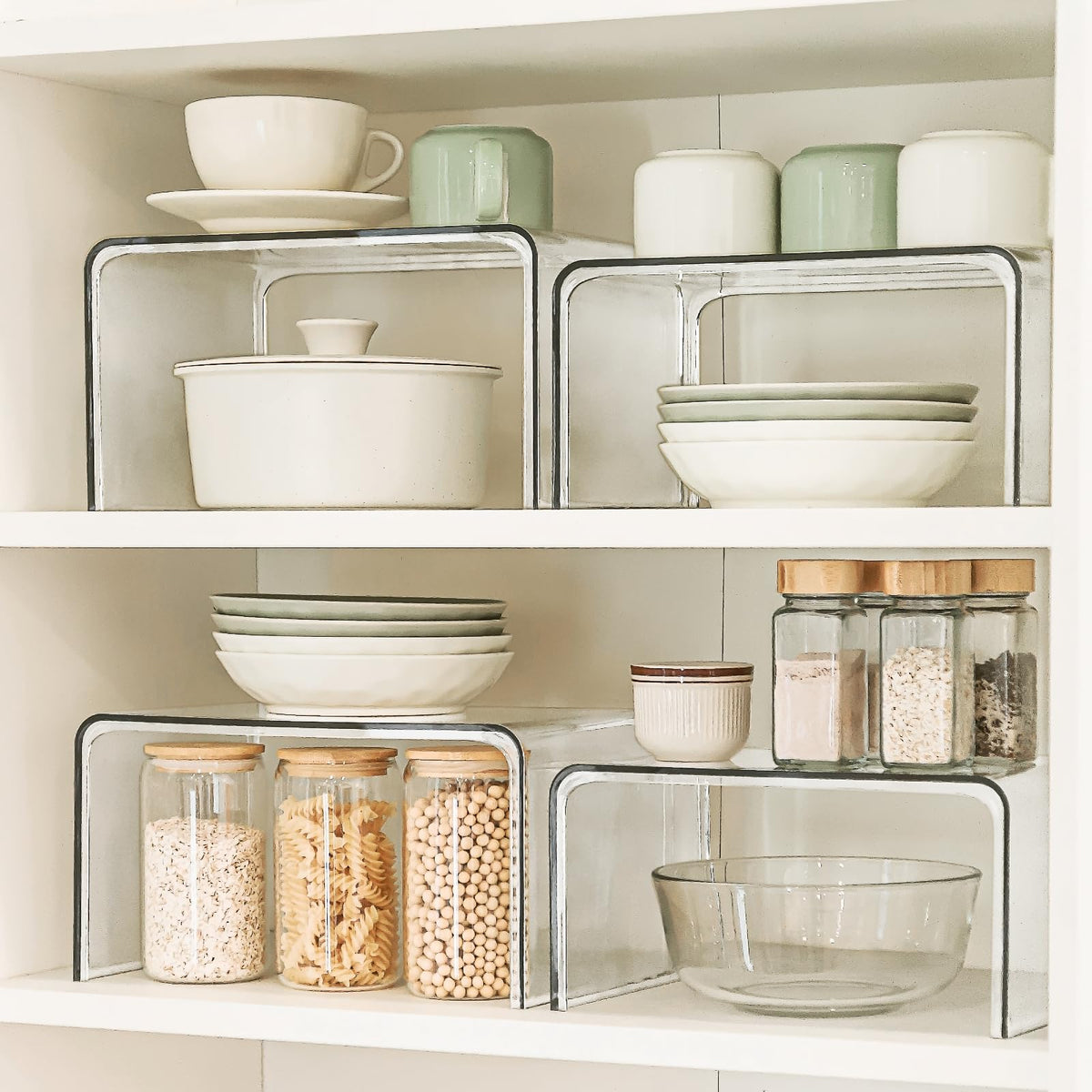Bobomoment clear shelf organizer arrives ready to use with no assembly