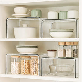 Bobomoment clear shelf organizer arrives ready to use with no assembly