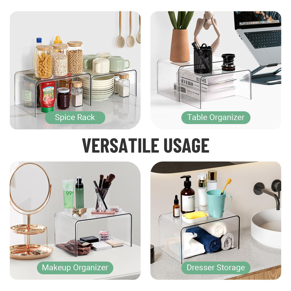 Bobomoment clear shelf organizer used in a bathroom for toiletries