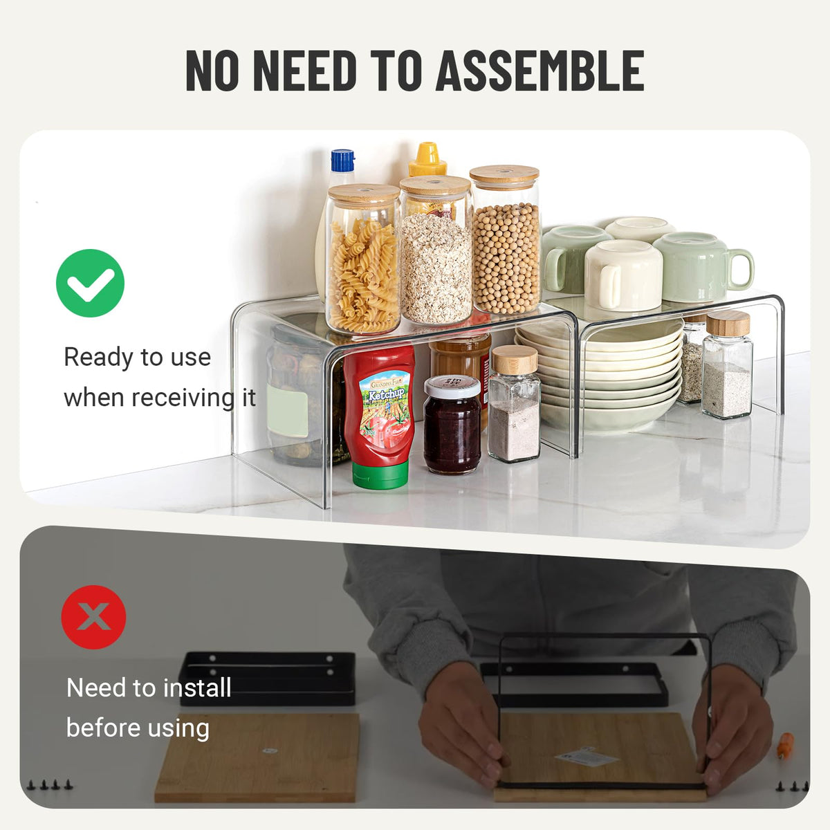 Bobomoment spice organizer neatly holds jars for easy access in cabinet.