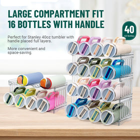 Bobomoment stackable tumbler storage with adjustable layers for flexible cabinet organization.