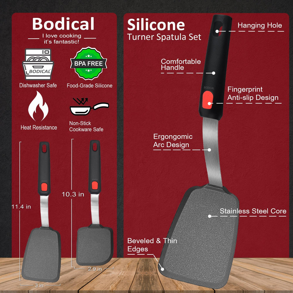 BodiCal small spatula turner for delicate foods and omelets.