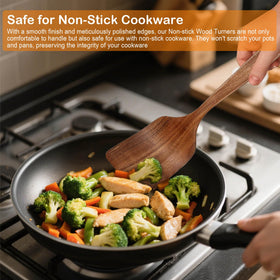BodiCal teak slotted spoon 12.8in for easy scooping with precision.