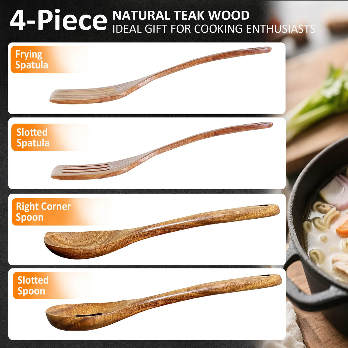 BodiCal teak utensils gift box showcases durable kitchen tools.