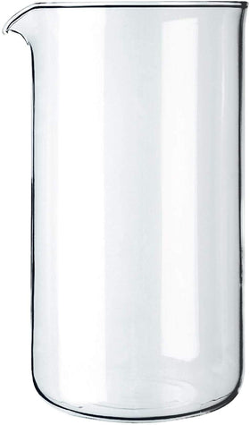 Bodum 34oz spare carafe front view, compatible with eight-cup French presses for quick replacement