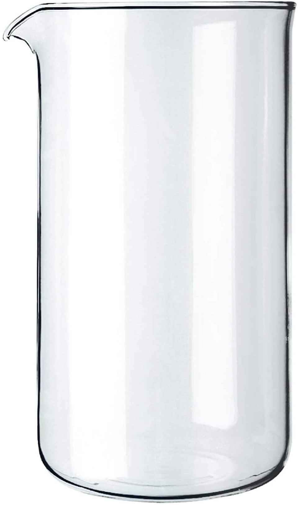 Bodum 34oz spare carafe front view, compatible with eight-cup French presses for quick replacement