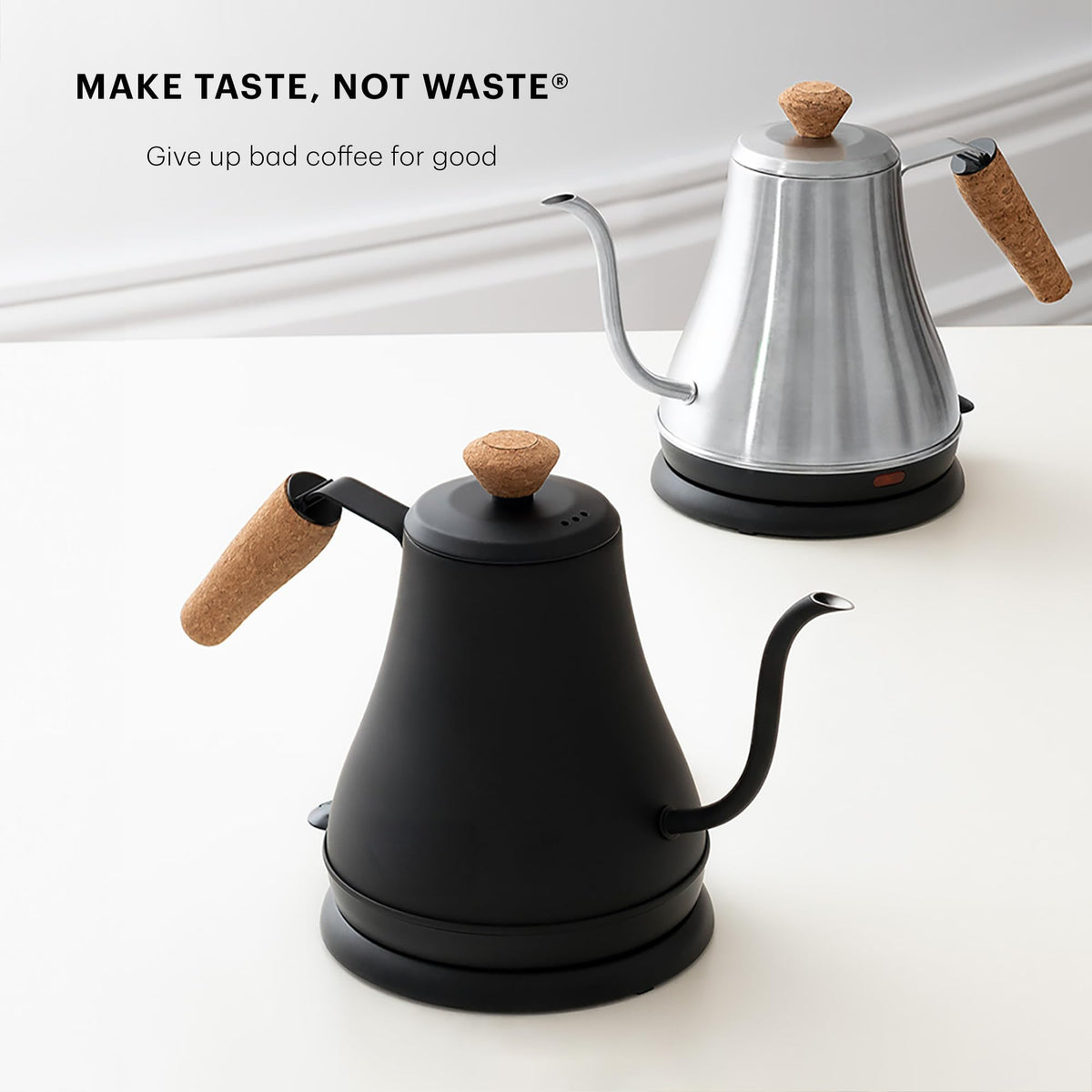 Bodum Bistro gooseneck kettle in use for pour-over coffee.