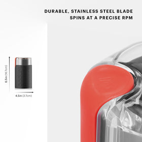 Bodum Bistro black grinder shows cord storage to keep counters tidy and ready.