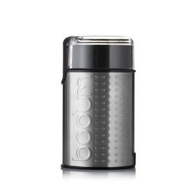 Bodum Bistro electric blade grinder with brushed stainless steel finish for fresh grounds