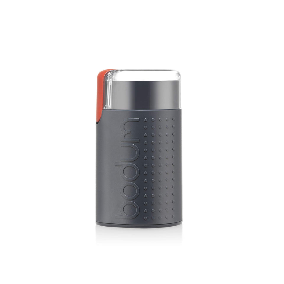 Bodum Bistro electric blade grinder base showing compact form factor and easy storage.