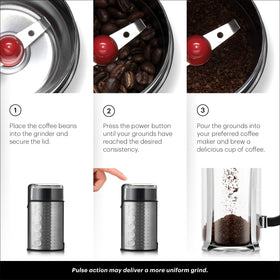 Bodum Bistro grinder with transparent lid lets you monitor grind progress
