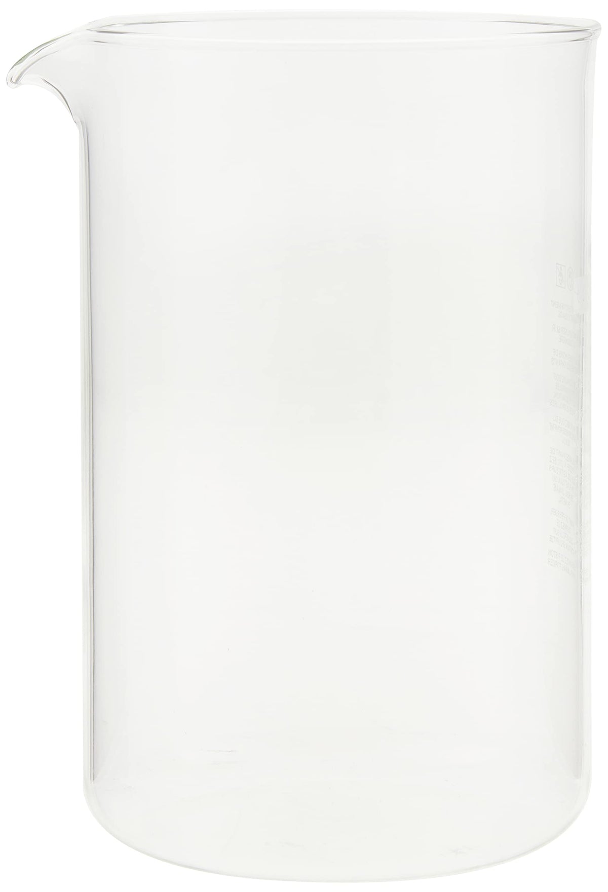 Bodum borosilicate glass carafe withstands heat for durable use.