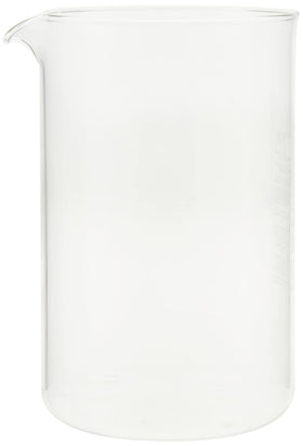 Bodum borosilicate glass carafe withstands heat for durable use.