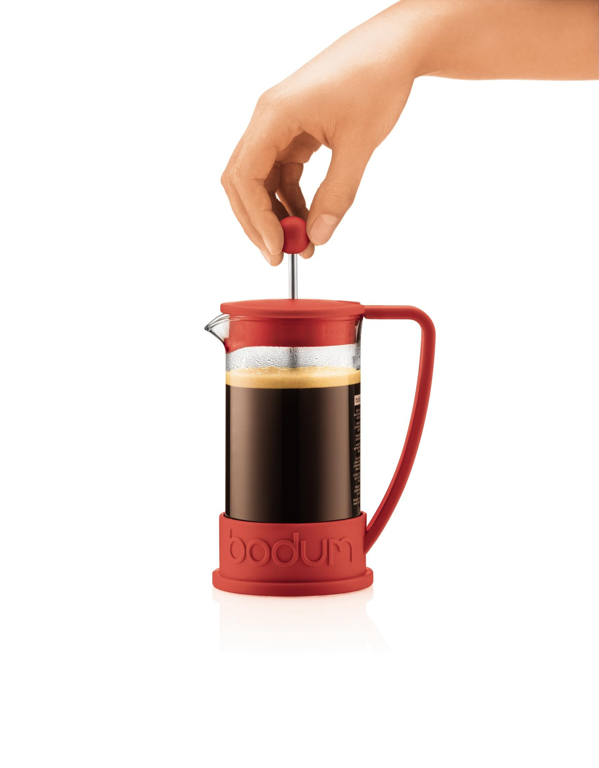 Bodum Brazil 34oz French Press lid and handle demonstrate durable, dishwasher-safe design
