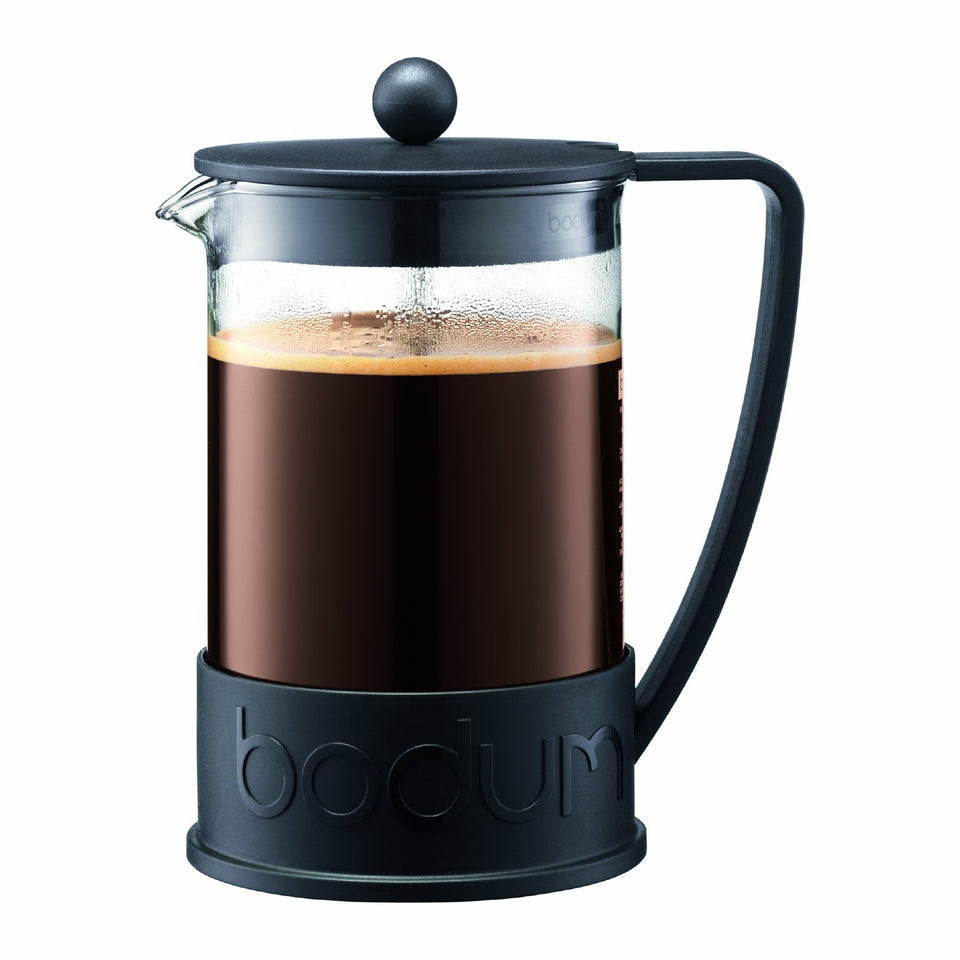 Bodum Brazil 51oz French Press in black, front view highlighting the sleek handle