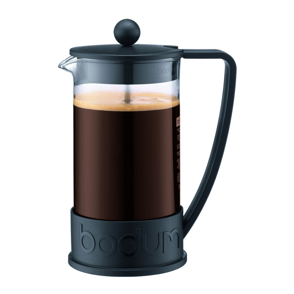 Bodum Brazil French Press carafe in borosilicate glass preserves flavor and heats evenly.