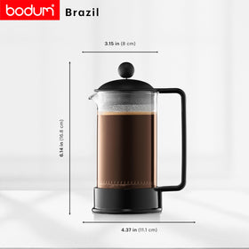 Bodum Brazil French Press stainless steel plunger and filter prevents grounds from escaping