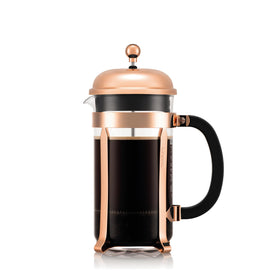 Bodum Chambord 34oz glass carafe preserves flavor and allows easy brew monitoring.