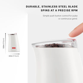 Bodum C-Mill pulse and continuous grinding button for control.