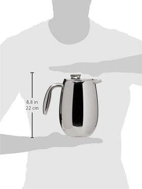 Bodum Columbia double-wall stainless steel construction keeps beverages hot longer.