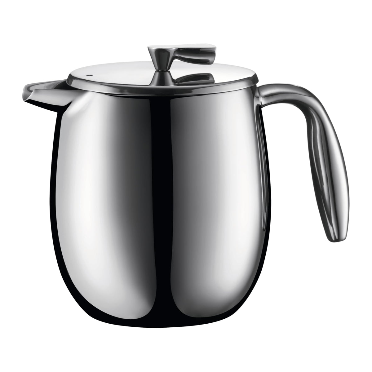 Bodum Columbia Thermal French Press chrome finish shows double-wall insulation for hot coffee