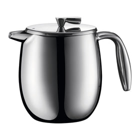 Bodum Columbia Thermal French Press chrome finish shows double-wall insulation for hot coffee
