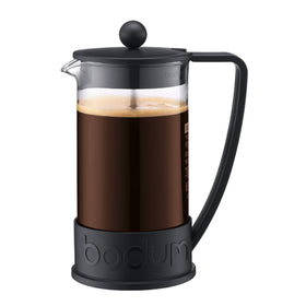 Heat-resistant Bodum glass carafe rim for steady pouring