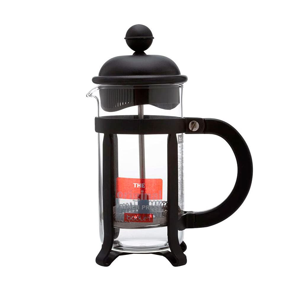 Bodum Java French Press side view emphasizes compact setup for quick mornings.
