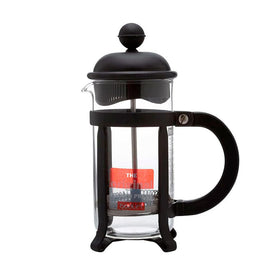 Bodum Java French Press side view emphasizes compact setup for quick mornings.