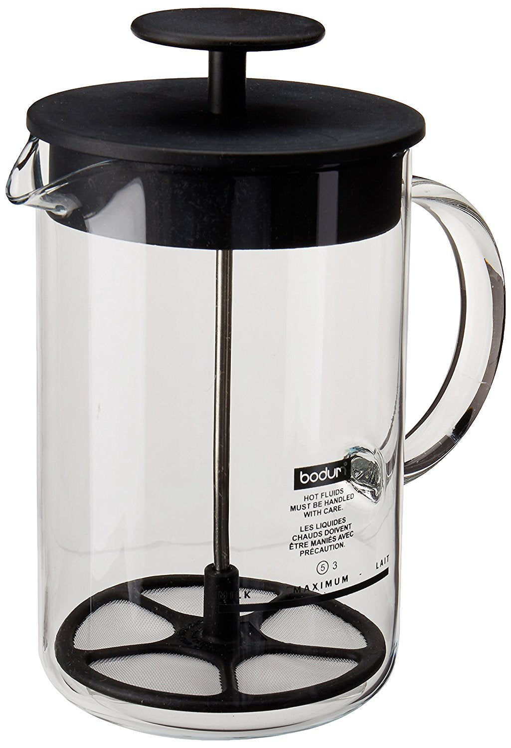 Bodum Latteo 8oz milk frother in black creates light, airy foam for coffee at home.