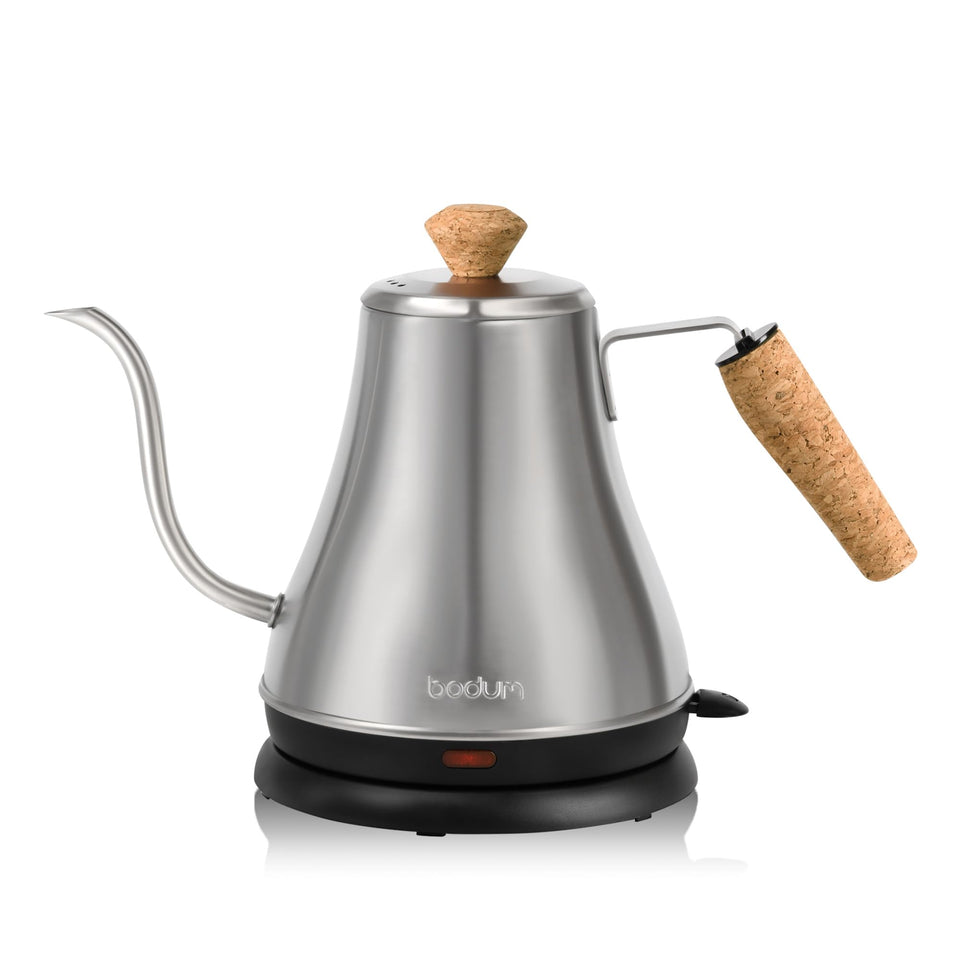 Bodum Melior gooseneck kettle spout enables precise pour-over control.
