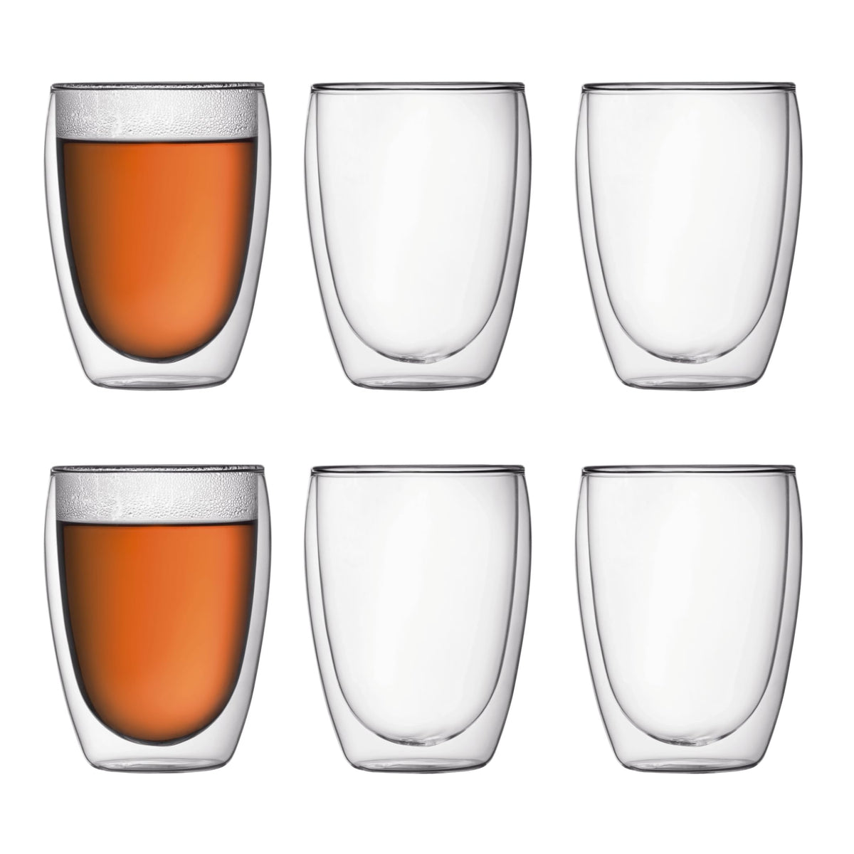 Bodum Pavina 12oz double-wall glass set showing insulation