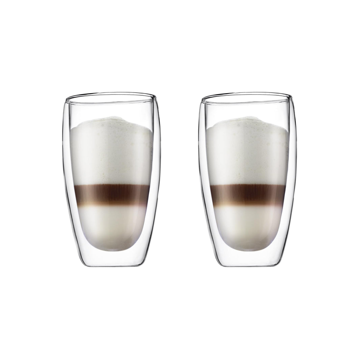 Bodum Pavina 15oz double-wall set 2 showcases insulated glassware for hot or cold beverages.