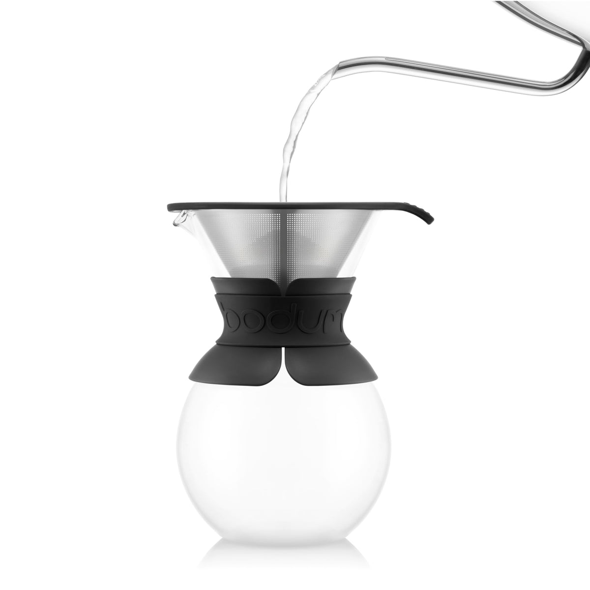 Bodum pour-over black band grip close-up for comfortable handling