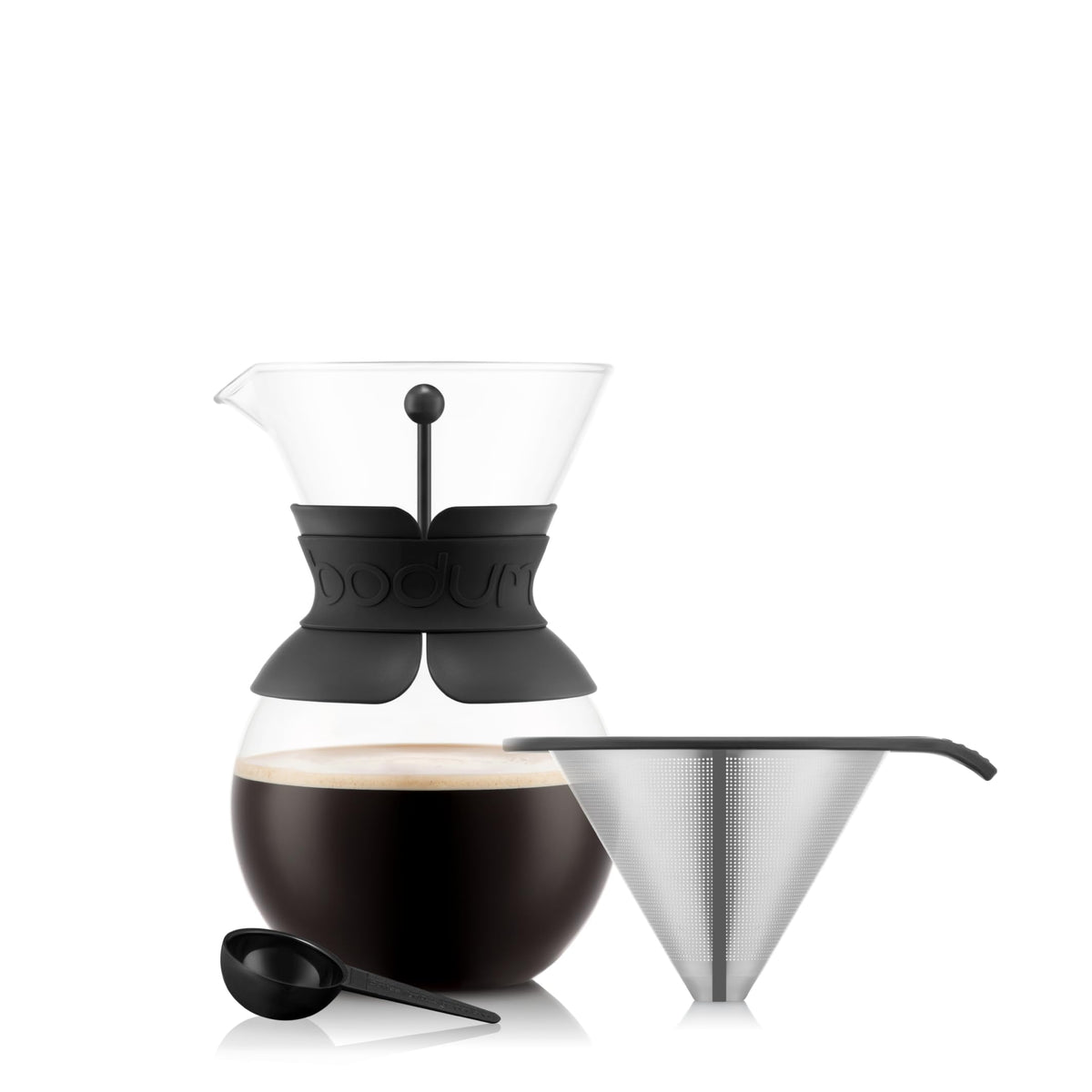 Bodum pour-over brew setup ready in minutes for cafe-style coffee