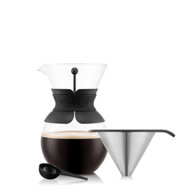 Bodum pour-over brew setup ready in minutes for cafe-style coffee