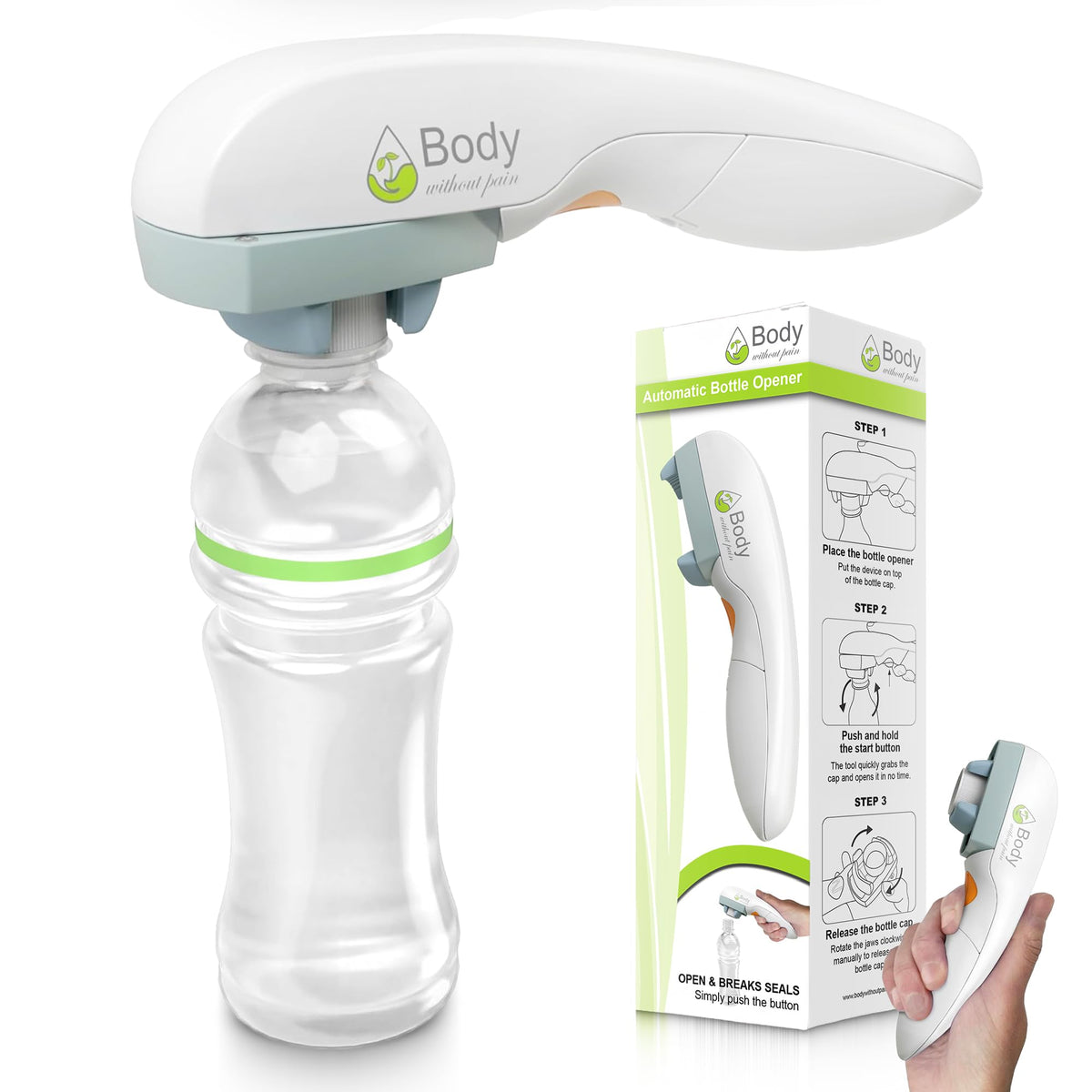 Body Without Pain electric bottle opener removes bottle caps for arthritis relief