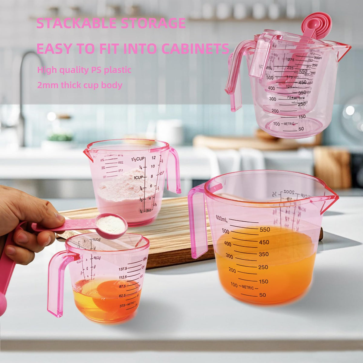 BOEYAA pink spoons 1.25ml for precise quarter teaspoon additions