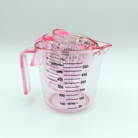 BOEYAA 150ml pink plastic measuring cup for small portions and spices.