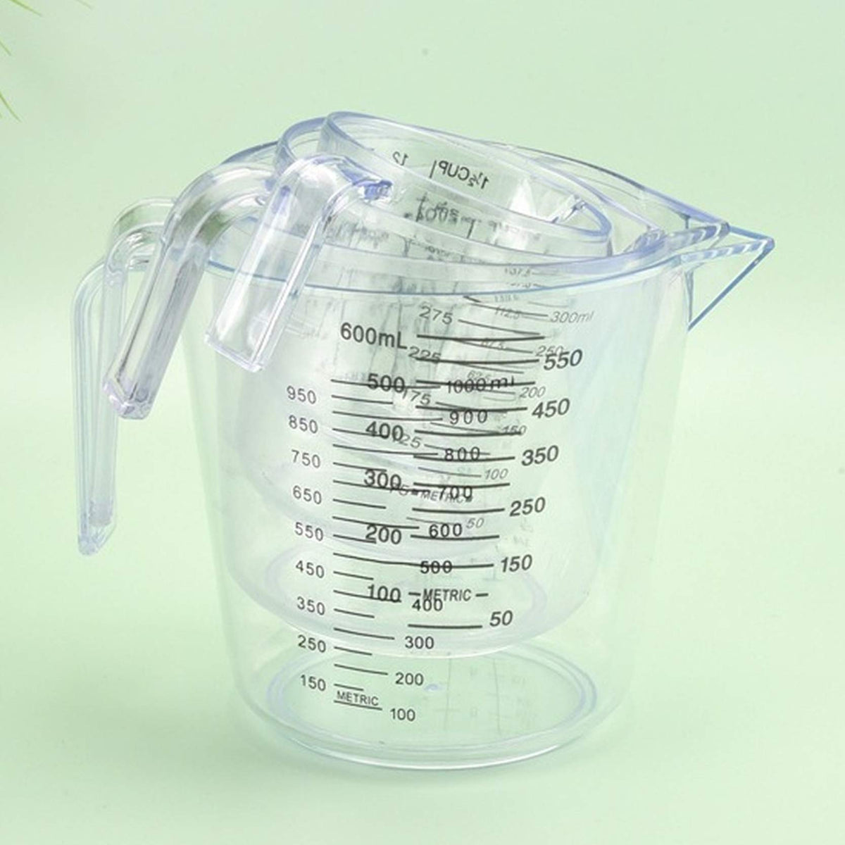 BOEYAA stackable measuring cups save space in compact kitchens.