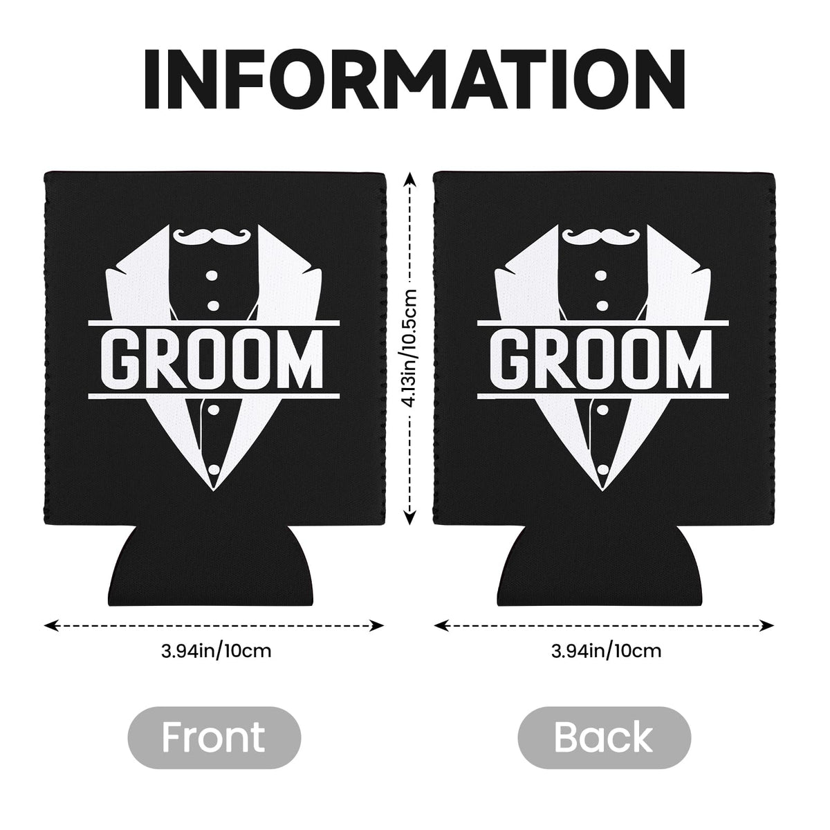 Bohaluo black groom sleeve adds bold look while keeping drinks cool.