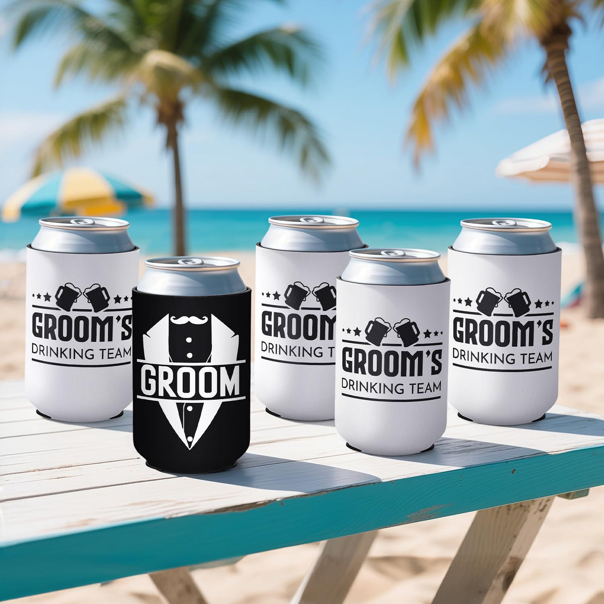 Bohaluo white grooms team sleeve adds coordinated party style and chill.
