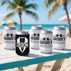Bohaluo white grooms team sleeve adds coordinated party style and chill.