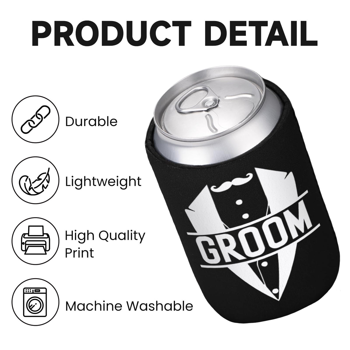 Bohaluo white 12oz neoprene sleeve fits standard cans and prevents condensation.