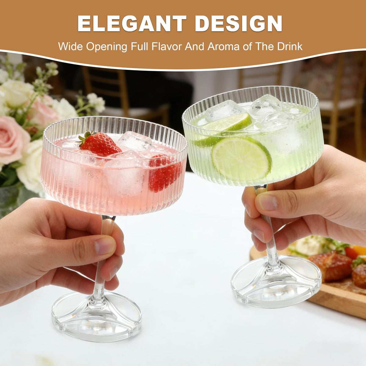 Bohiimia party dining scene with versatile plastic cocktail glasses for entertaining.