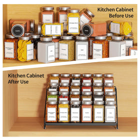 BOIVSHI 4 Tier Spice Rack assembled in cabinet shows ladder design and stability