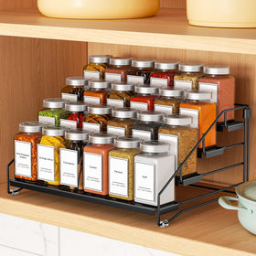 BOIVSHI rack side view with spices demonstrates slim profile and space efficiency