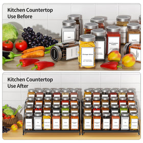 BOIVSHI 4-Tier Spice Rack leveled tiers provide stable bottle display.