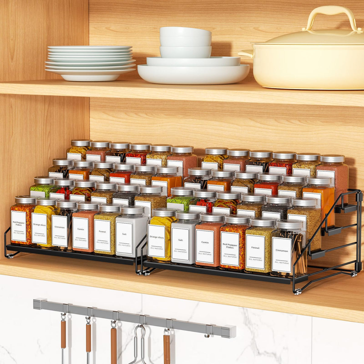 BOIVSHI metal-frame spice rack shows durable construction for long-term organization.